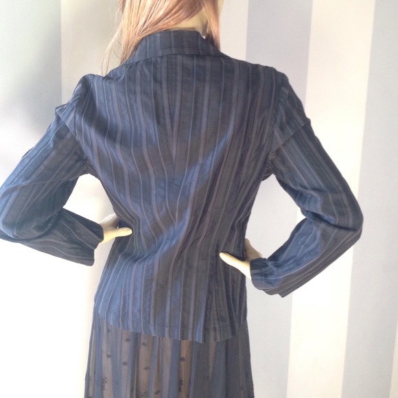 Trina Turk black gray on black striped blazer - Picture 2 of 4